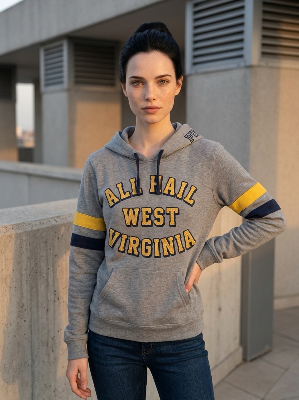 PINK VS & 5th Ocean - West Virginia 'All Hail' Light Grey Hoodie